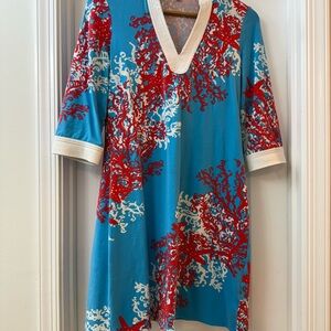 Lilly Pulitzer Blue and Red Coral Dress